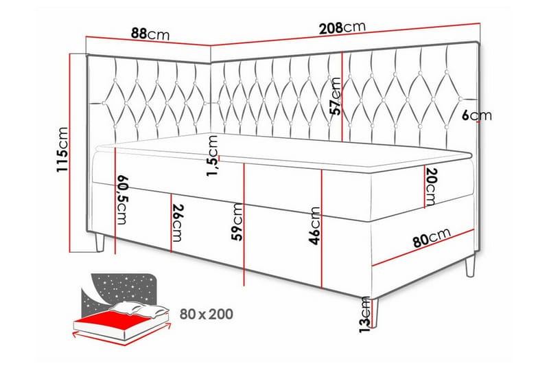 Boisdale Sängram 80x200 cm Gul/Vit - Möbler - Sovrum - Sängram & sängstomme