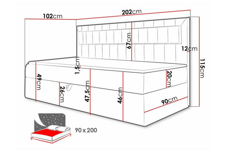 Boisdale Sängram 90x200 cm Blå/Vit - Möbler - Sovrum - Sängram & sängstomme