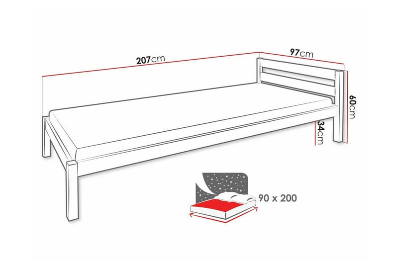 Carnew Sängram 90x200 cm Vit - Möbler - Sovrum - Sängram & sängstomme