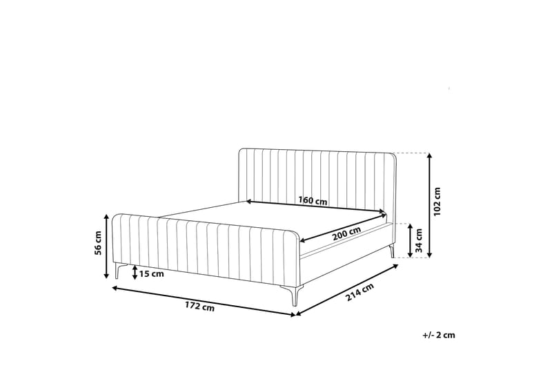 Dubbelsäng 160 x 200 cm sammet grå LUNAN - Grå - Möbler - Sovrum - Sängram & sängstomme