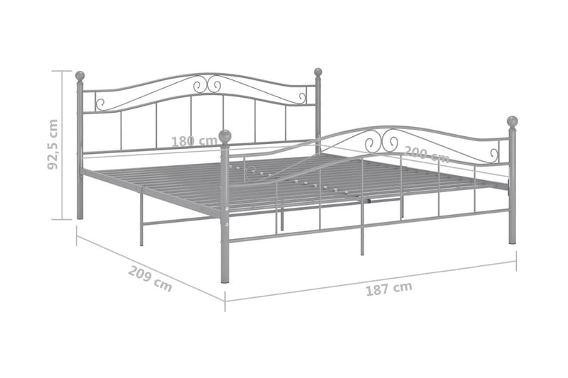 Sängram grå metall 180x200 cm - Grå - Möbler - Sovrum - Sängram & sängstomme
