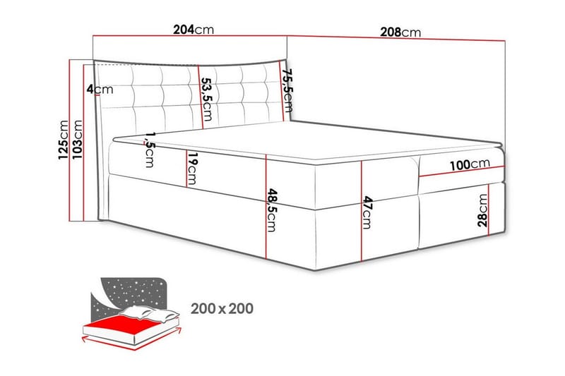 Hayton Sängram 200x200 cm Mörkgrå - Möbler - Sovrum - Sängram & sängstomme