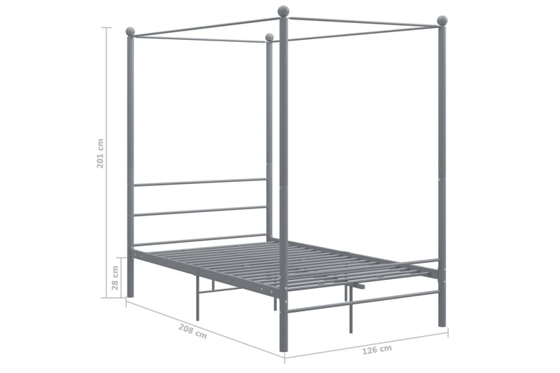 Himmelsäng grå metall 120x200 cm - Grå - Möbler - Sovrum - Sängram & sängstomme