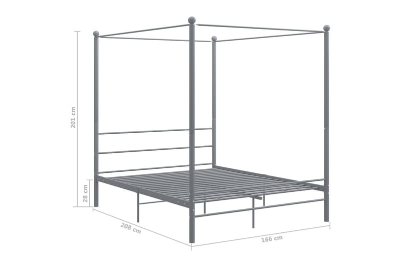 Himmelsäng grå metall 160x200 cm - Grå - Möbler - Sovrum - Sängram & sängstomme