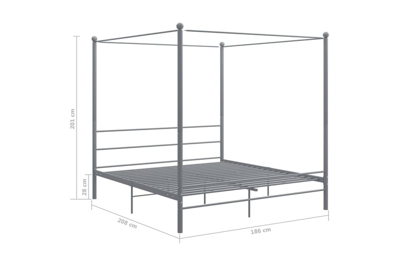 Himmelsäng grå metall 180x200 cm - Grå - Möbler - Sovrum - Sängram & sängstomme