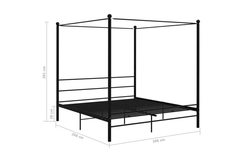 Himmelsäng svart metall 200x200 cm - Svart - Möbler - Sovrum - Sängram & sängstomme