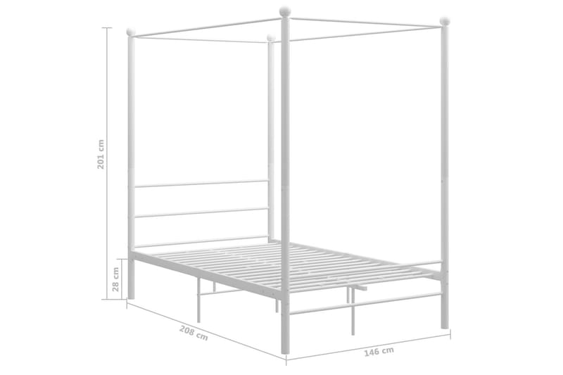 Himmelsäng vit metall 140x200 cm - Vit - Möbler - Sovrum - Sängram & sängstomme