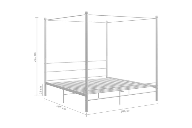 Himmelsäng vit metall 200x200 cm - Vit - Möbler - Sovrum - Sängram & sängstomme