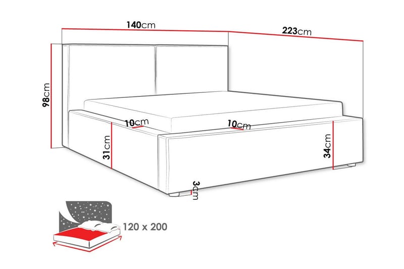 Knocklong Sängram 120x200 cm Mörkgrå - Möbler - Sovrum - Sängram & sängstomme