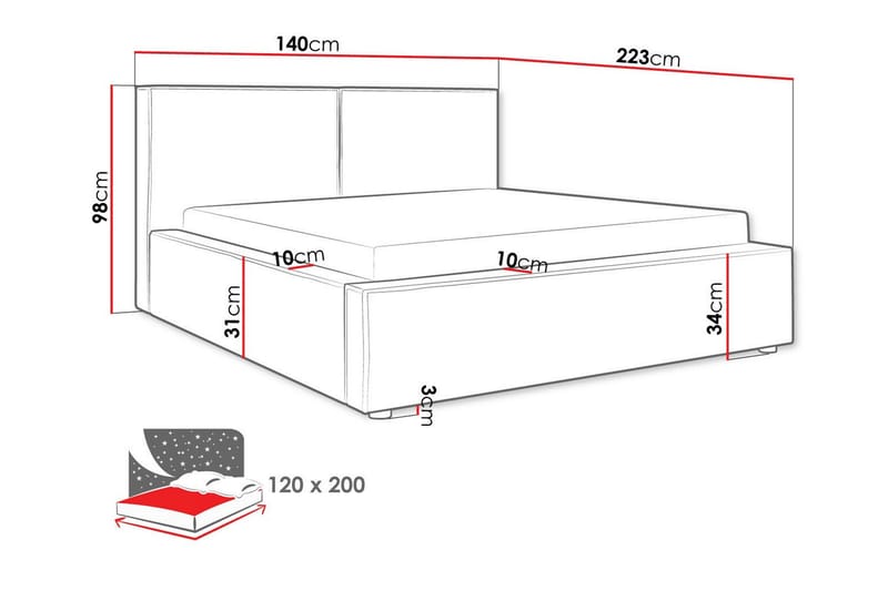 Knocklong Sängram 120x200 cm Svart - Möbler - Sovrum - Sängram & sängstomme