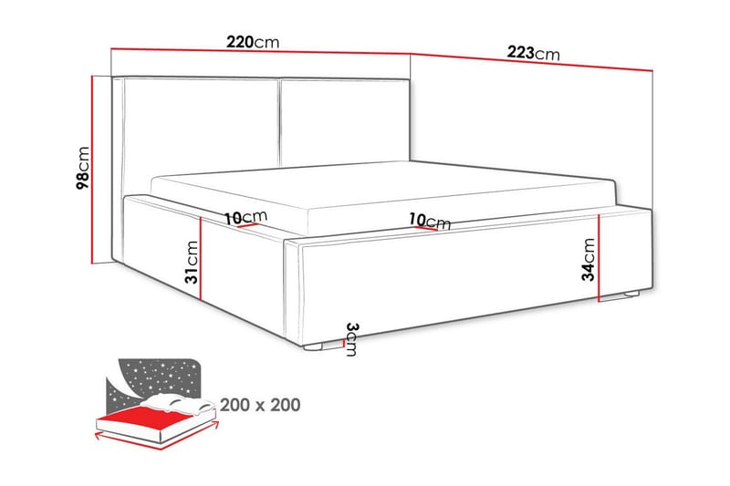 Knocklong Sängram 200x200 cm Ljusgrå - Möbler - Sovrum - Sängram & sängstomme