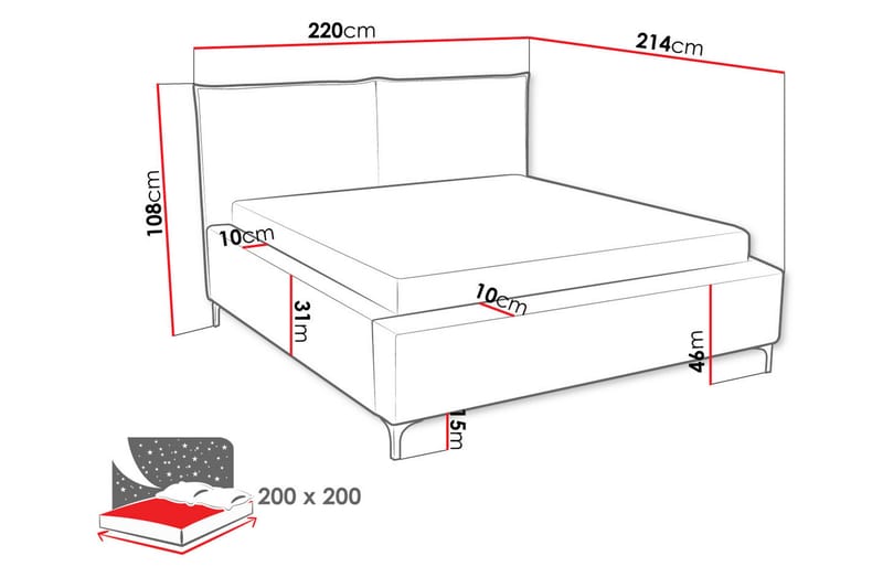 Knocklong Sängram 200x200 cm Mörkgrå - Möbler - Sovrum - Sängram & sängstomme