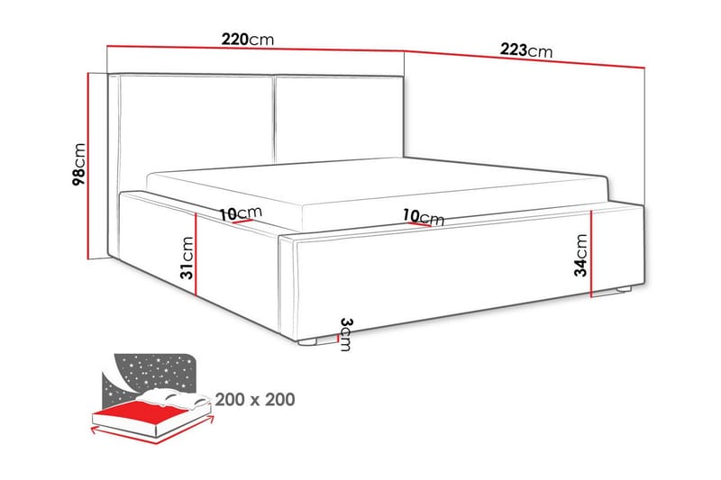 Knocklong Sängram 200x200 cm Mörkgrå - Möbler - Sovrum - Sängram & sängstomme