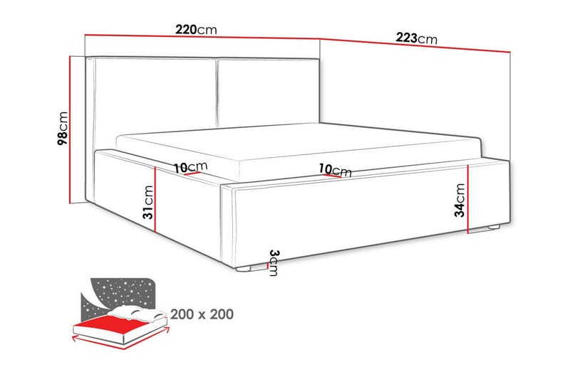 Knocklong Sängram 200x200 cm Svart - Möbler - Sovrum - Sängram & sängstomme