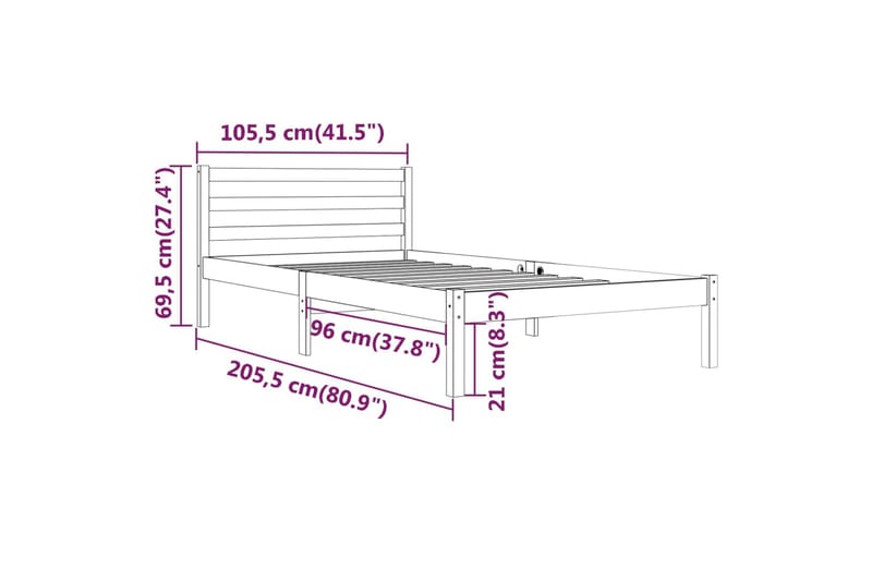 KOKORO Sängram 100x200 cm Vit - Vit - Möbler - Sovrum - Sängram & sängstomme