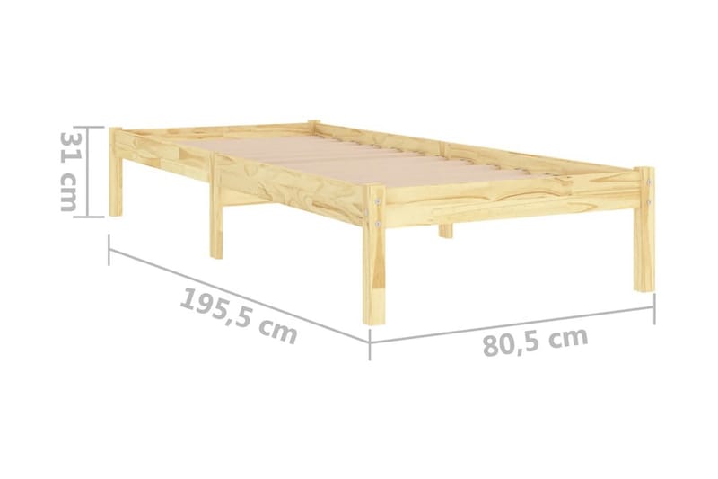 Sängram massiv furu 75x190 cm - Brun - Möbler - Sovrum - Sängram & sängstomme