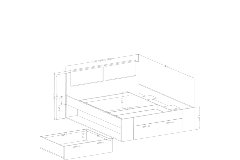 MEMSE Sängram 160x200 cm Askgrå/Vit - Möbler - Sovrum - Sängram & sängstomme