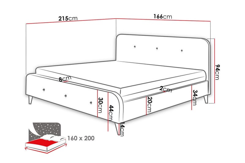 Montrase Sängram 160x200 cm Cream - Möbler - Sovrum - Sängram & sängstomme