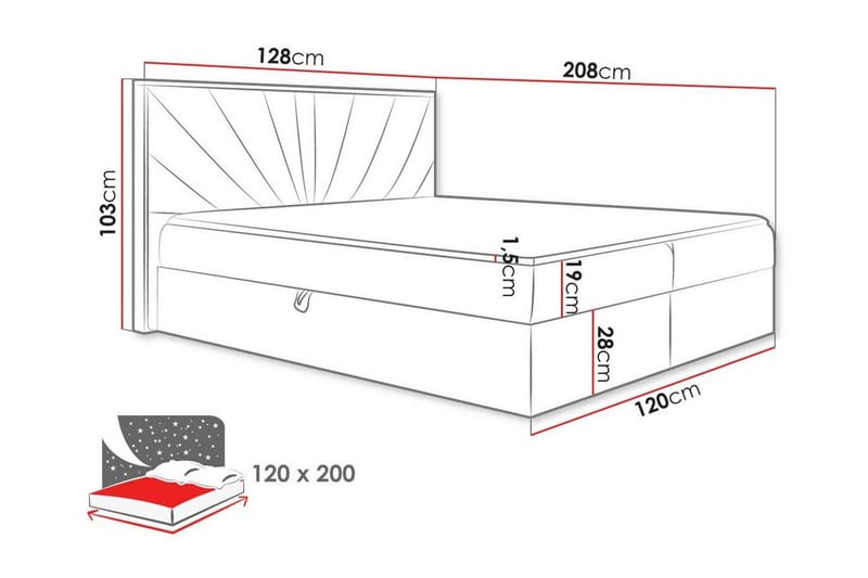 Oberting Sängram 120x200 cm Grå/trä - Möbler - Sovrum - Sängram & sängstomme