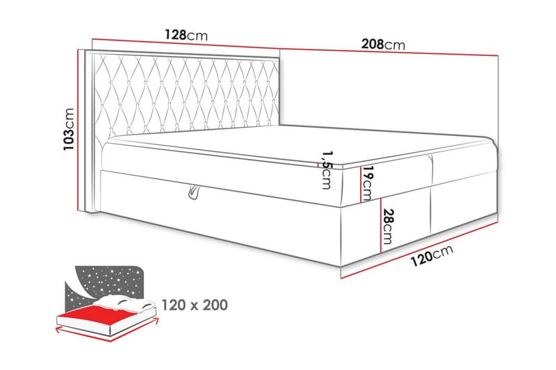 Oberting Sängram 120x200 cm Svart/Trä - Möbler - Sovrum - Sängram & sängstomme