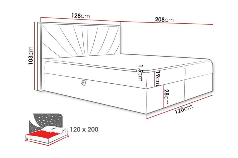 Oberting Sängram 120x200 cm Svart/Trä - Möbler - Sovrum - Sängram & sängstomme