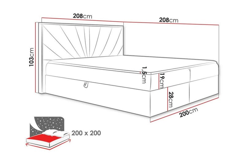 Oberting Sängram 200x200 cm Grå/trä - Möbler - Sovrum - Sängram & sängstomme