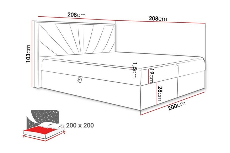 Oberting Sängram 200x200 cm Rosa/Brun - Möbler - Sovrum - Sängram & sängstomme