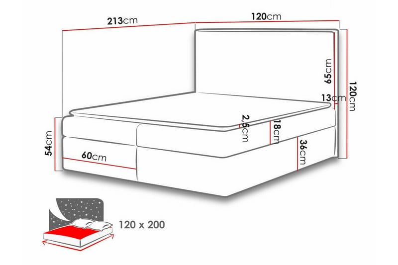 Pries Sängram 120x200 cm Ljusgrå/Mörkgrå - Möbler - Sovrum - Sängram & sängstomme