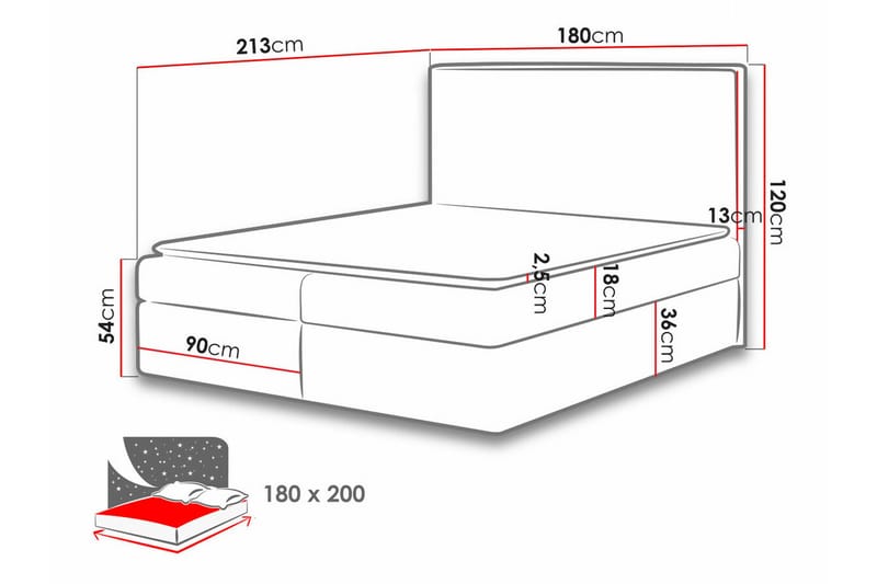 Pries Sängram 180x200 cm Ljusgrå - Möbler - Sovrum - Sängram & sängstomme