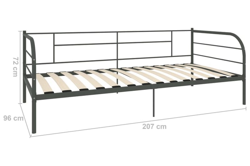 Ram dagbädd grå metall 90x200 cm - Grå - Möbler - Sovrum - Sängram & sängstomme