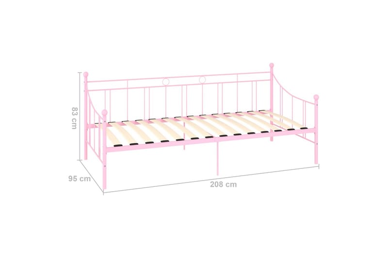 Ram till dagbädd rosa metall 90x200 cm - Rosa - Möbler - Sovrum - Sängram & sängstomme