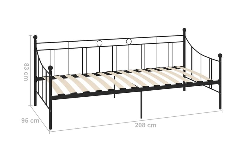 Ram till dagbädd svart metall 90x200 cm - Svart - Möbler - Sovrum - Sängram & sängstomme