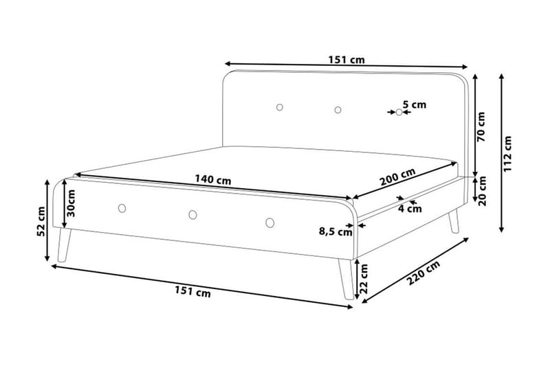 RENNES Dubbelsäng 140|200 cm - Möbler - Sovrum - Sängram & sängstomme