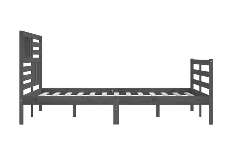 Sängram grå massivt trä 200x200 cm - Grå - Möbler - Sovrum - Sängram & sängstomme