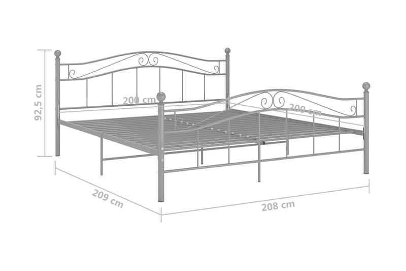 Sängram grå metall 200x200 cm - Grå - Möbler - Sovrum - Sängram & sängstomme