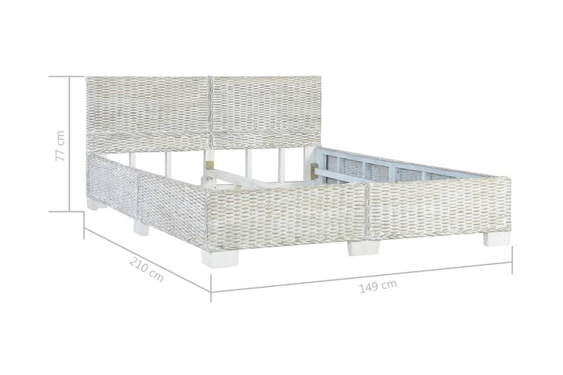 Sängram grå naturlig rotting 140x200 cm - Grå - Möbler - Sovrum - Sängram & sängstomme