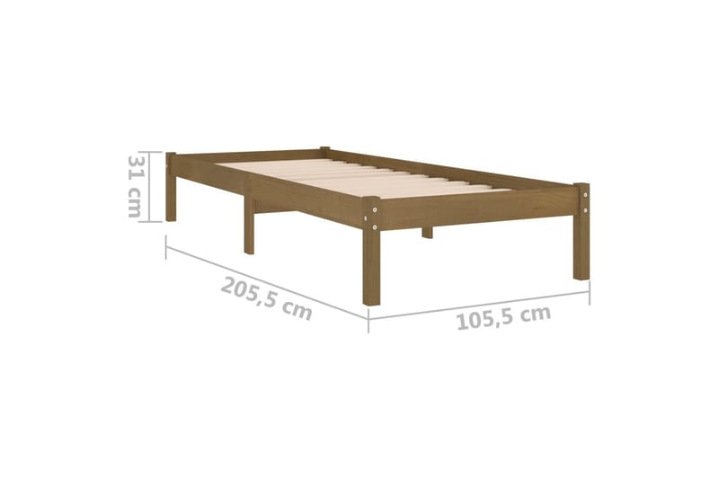 Sängram honungsbrun massiv furu 100x200 cm - Honung - Möbler - Sovrum - Sängram & sängstomme