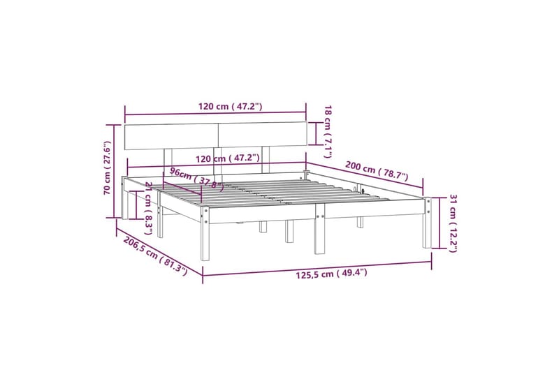 Sängram honungsbrun massiv furu 120x200 cm - Honung - Möbler - Sovrum - Sängram & sängstomme