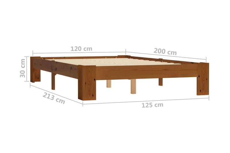 Sängram ljusbrun massiv furu 120x200 cm - Brun - Möbler - Sovrum - Sängram & sängstomme