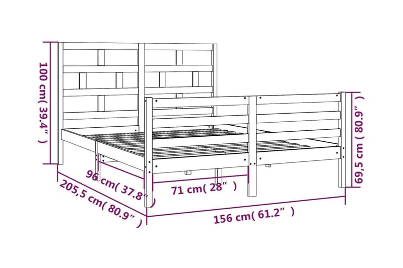 Sängram massivt trä 150x200 cm - Brun - Möbler - Sovrum - Sängram & sängstomme