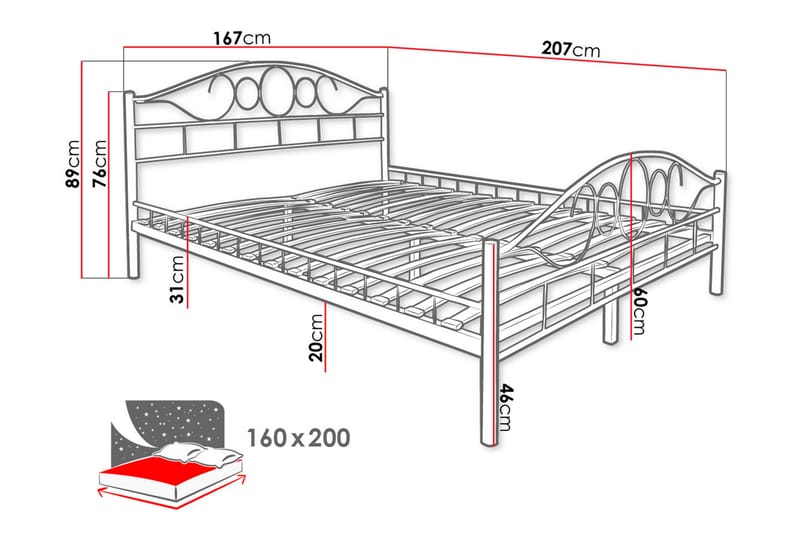 Sängram NOREMI 160x200 - Vit - Möbler - Sovrum - Sängram & sängstomme