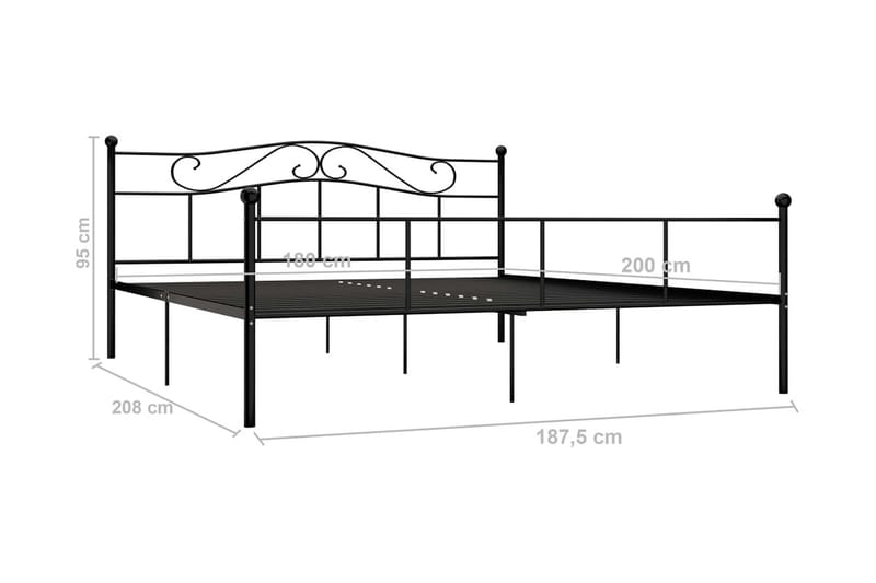 Sängram svart metall 180x200 cm - Svart - Möbler - Sovrum - Sängram & sängstomme