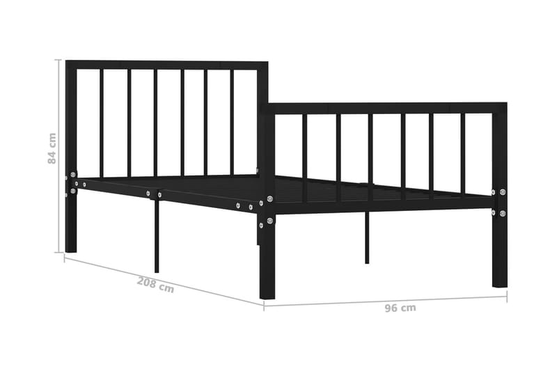 Sängram svart metall 90x200 cm - Svart - Möbler - Sovrum - Sängram & sängstomme