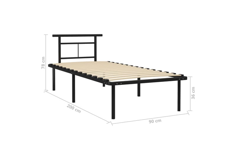 Sängram svart metall 90x200 cm - Svart - Möbler - Sovrum - Sängram & sängstomme