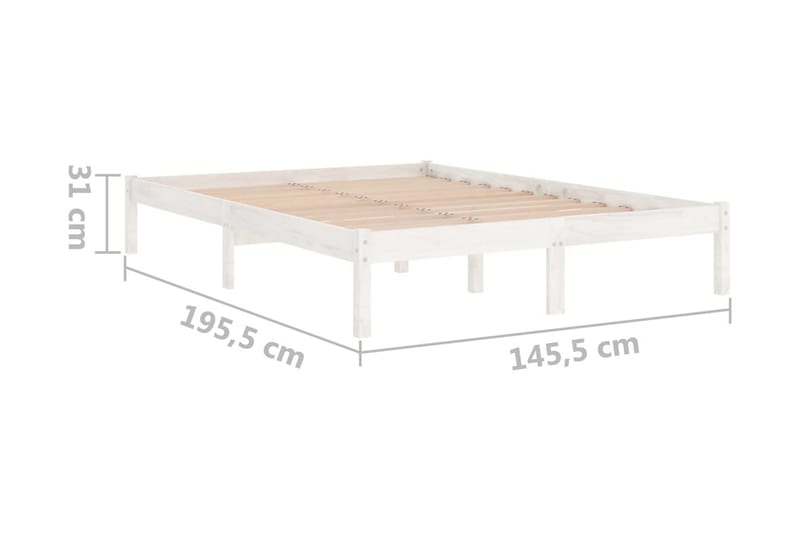 Sängram vit massiv furu 140x190 cm - Vit - Möbler - Sovrum - Sängram & sängstomme