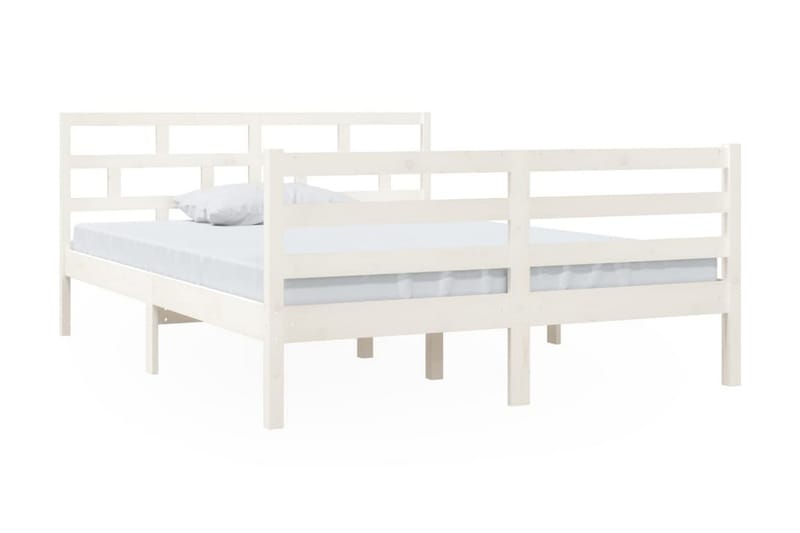 Sängram vit massiv furu 140x190 cm - Vit - Möbler - Sovrum - Sängram & sängstomme