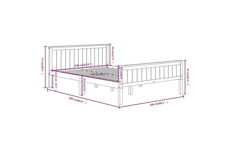 Sängram vit massiv furu 160x200 cm - Vit - Möbler - Sovrum - Sängram & sängstomme