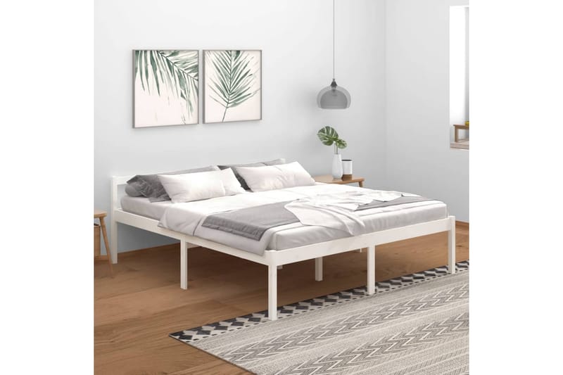 Sängram vit massiv furu 180x200 cm 6FT - Vit - Möbler - Sovrum - Sängram & sängstomme