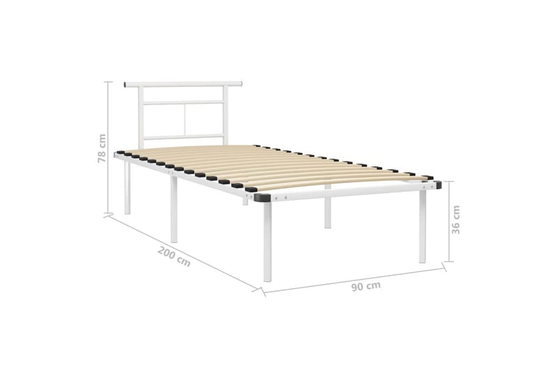 Sängram vit metall 90x200 cm - Vit - Möbler - Sovrum - Sängram & sängstomme