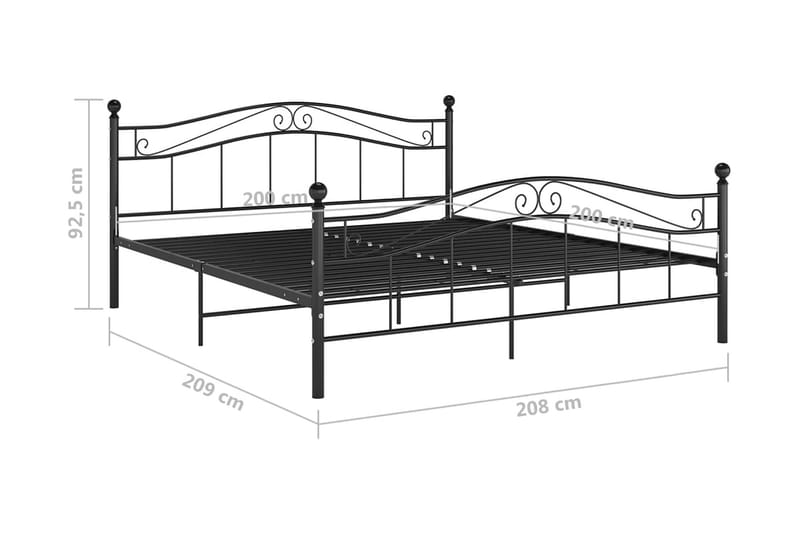 Sängram svart metall 200x200 cm - Svart - Möbler - Sovrum - Sängram & sängstomme